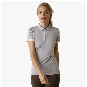 Ariat Polo Shirt Women's XXL Grey Bandera AriatTek‎ Short Sleeve Equestrian Golf